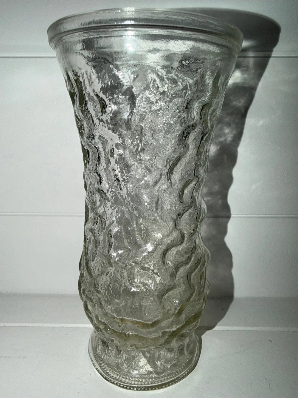 Textured Clear Glass Vase - Elegant Ripple Design